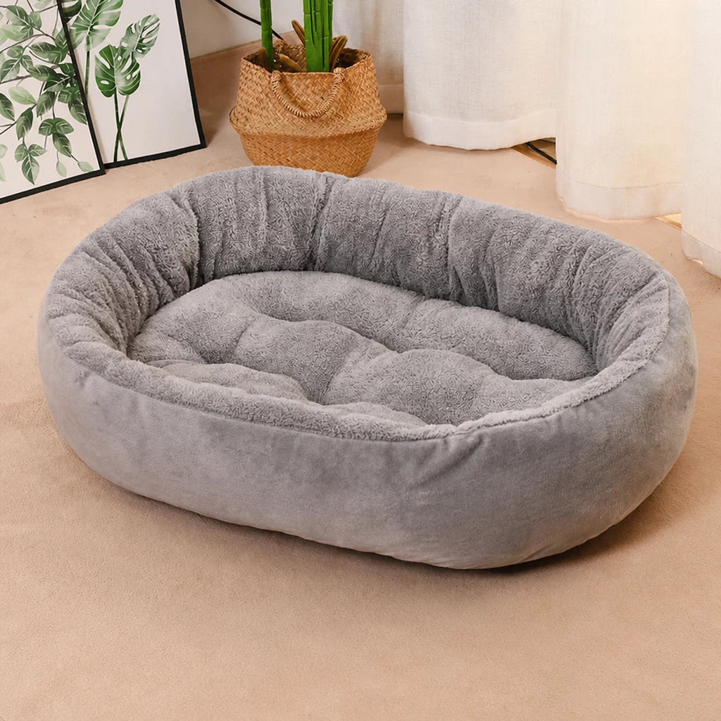 Oval Plush Bolster Pet Bed — style view