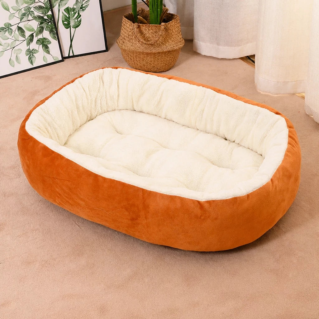 Oval Plush Bolster Pet Bed — style view