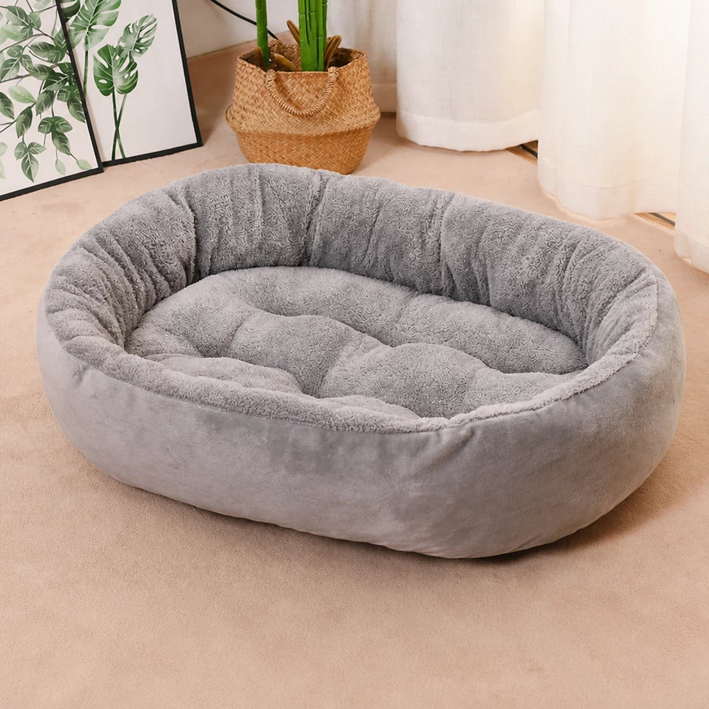 Oval Plush Bolster Pet Bed — style view