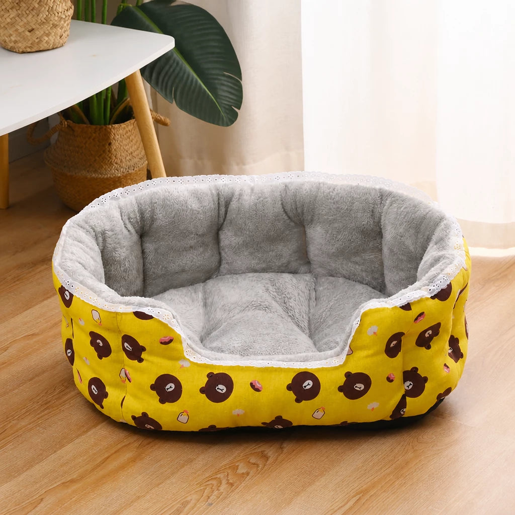 Printed Plush Bolster Pet Bed — style view
