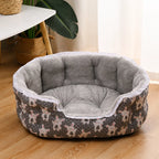 Printed Plush Bolster Pet Bed — style view