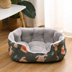 Printed Plush Bolster Pet Bed — style view
