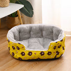 Printed Plush Bolster Pet Bed — style view