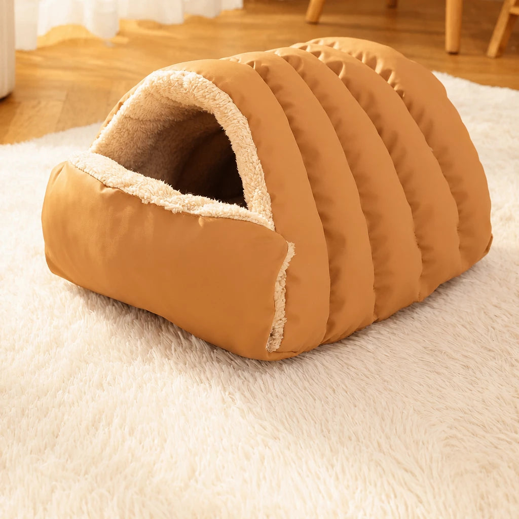 Convertible Plush Pet Cave Bed — style view