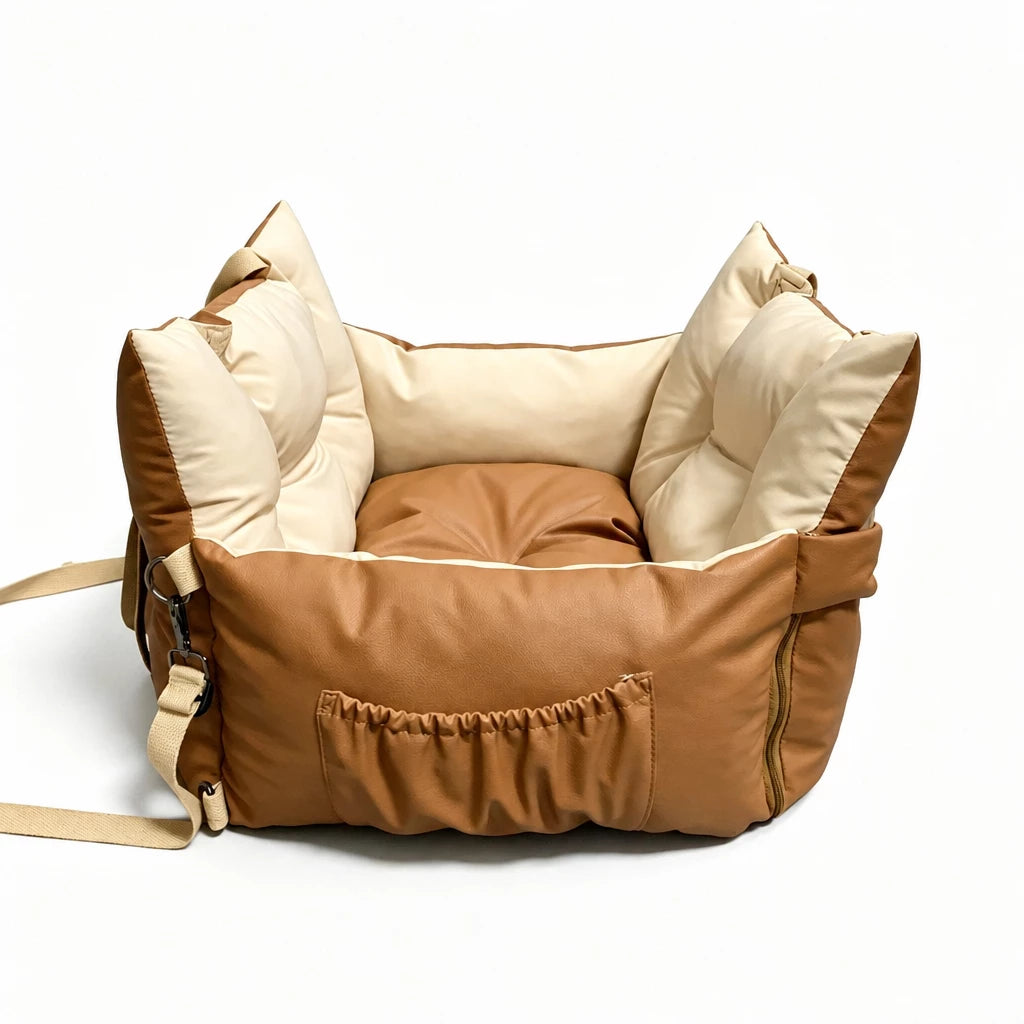 Faux Leather Pet Car Bed — style view