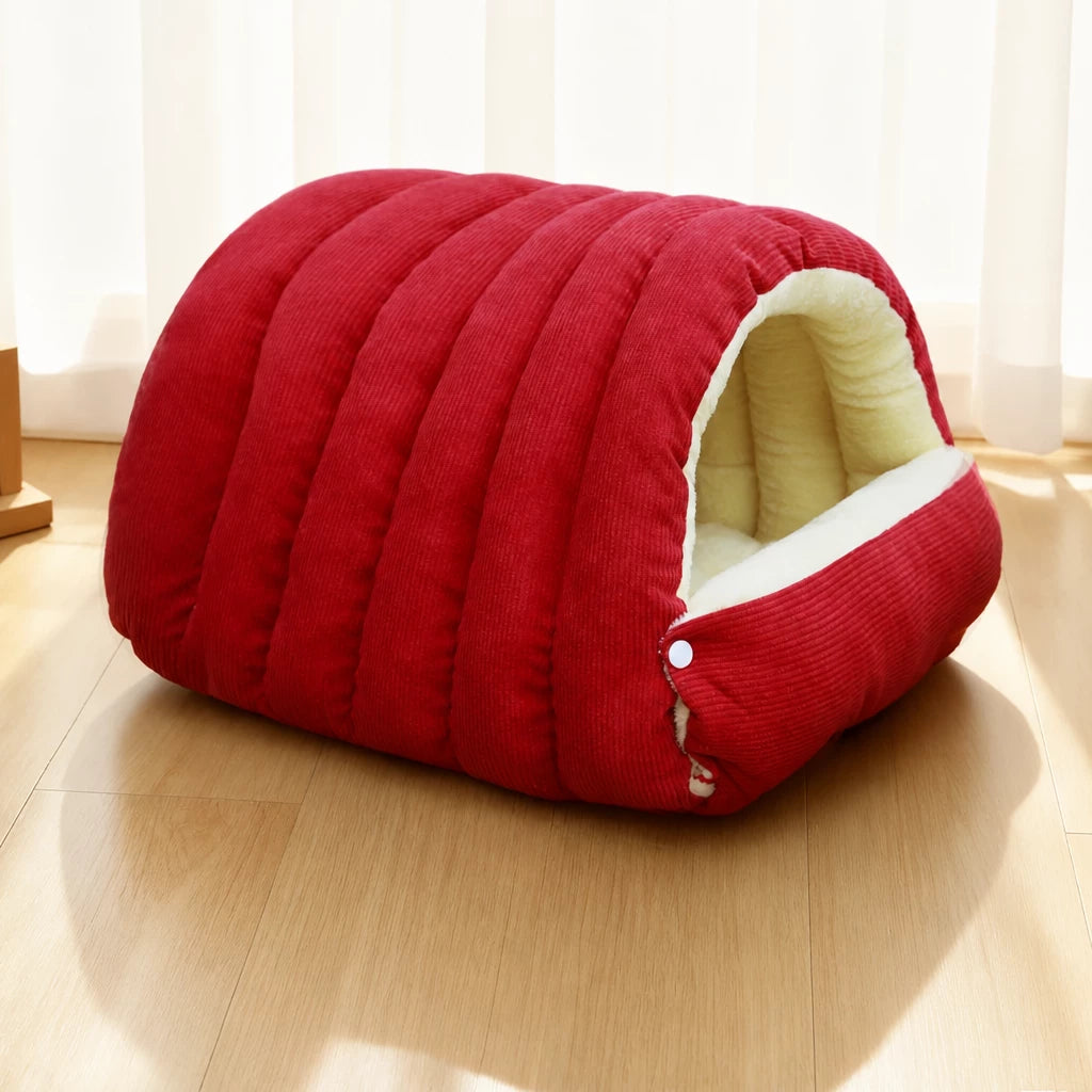 Semi-Enclosed Foam Pet Bed for Cats and Small Dogs
