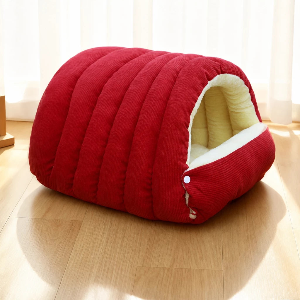 Semi-Enclosed Foam Pet Bed for Cats and Small Dogs