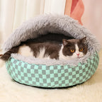 Semi-Enclosed Plush Pet Bed
