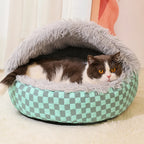 Semi-Enclosed Plush Pet Bed