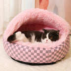 Semi-Enclosed Plush Pet Bed