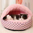 Semi-Enclosed Plush Pet Bed