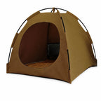 Portable Oxford Fabric Pet Tent Bed with Ventilation - M / Dark brown
