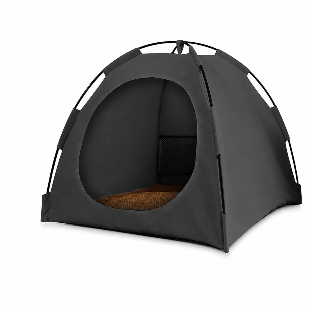 Portable Oxford Fabric Pet Tent Bed with Ventilation - S / Light gray