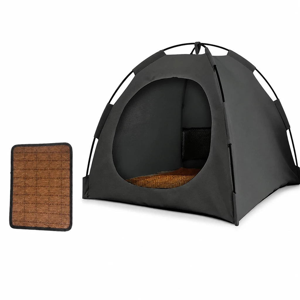 Portable Oxford Fabric Pet Tent Bed with Ventilation - M / Light gray