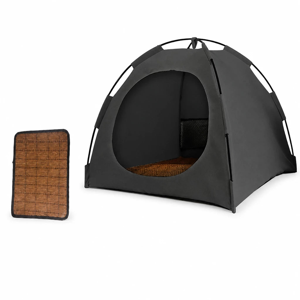 Portable Oxford Fabric Pet Tent Bed with Ventilation - L / Light gray