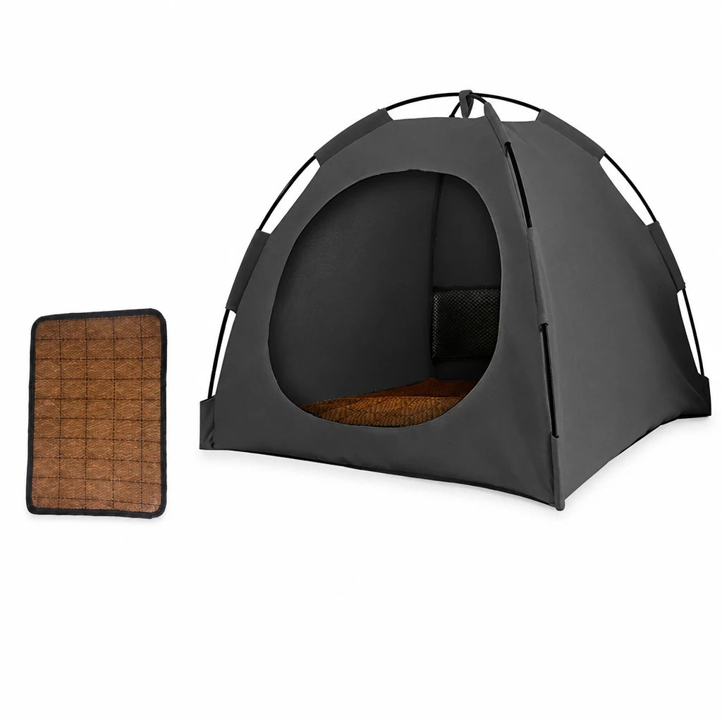 Portable Oxford Fabric Pet Tent Bed with Ventilation - XL / Light gray