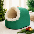 Enclosed Plush Pet Bed for Cats and Small Dogs