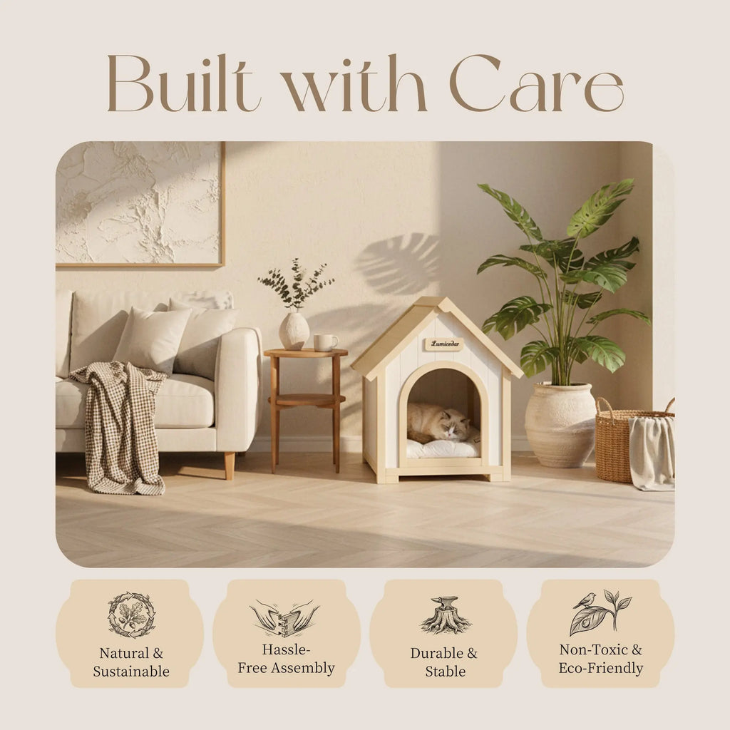 Indoor pet house construction and material features