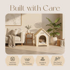 Indoor pet house construction and material features