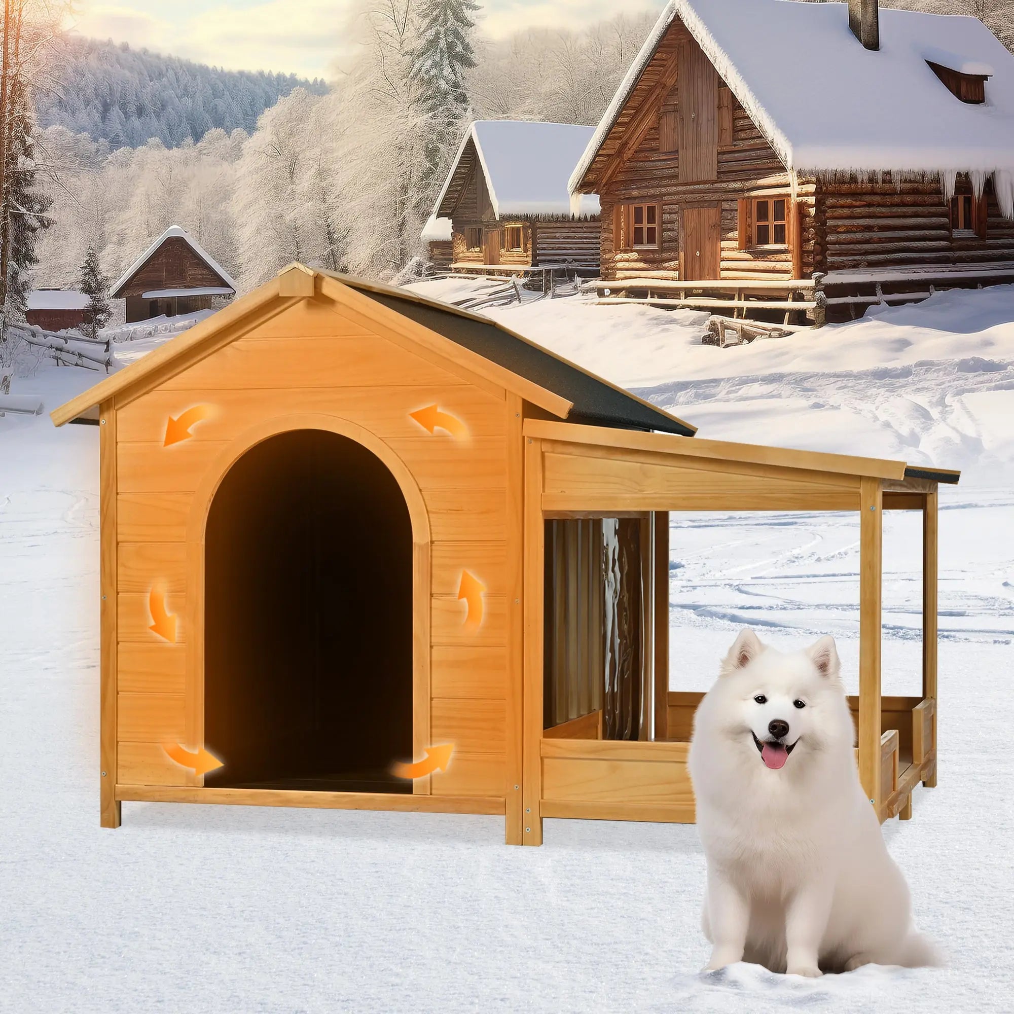 Warm insulated dog house for medium and large dogs