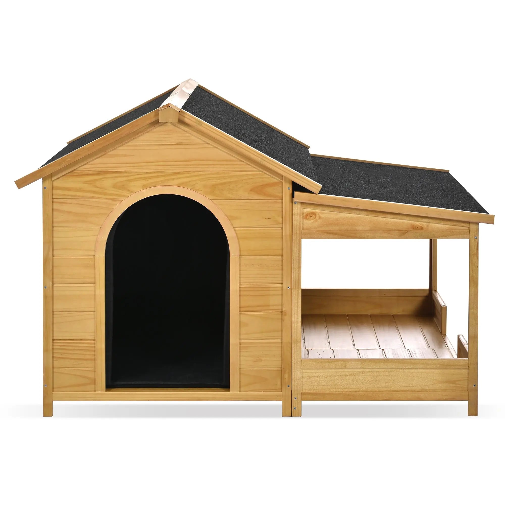 Large outdoor dog house front product view
