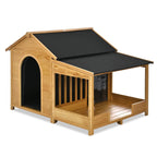 Pine dog house with porch angled product view