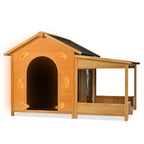 Insulated outdoor dog house with warming liner shown