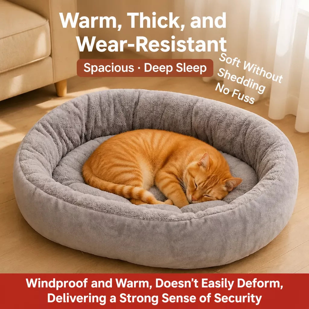 Oval Plush Bolster Pet Bed — design and construction details