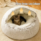 Hooded Round Plush Cat and Small Dog Bed — design and construction details