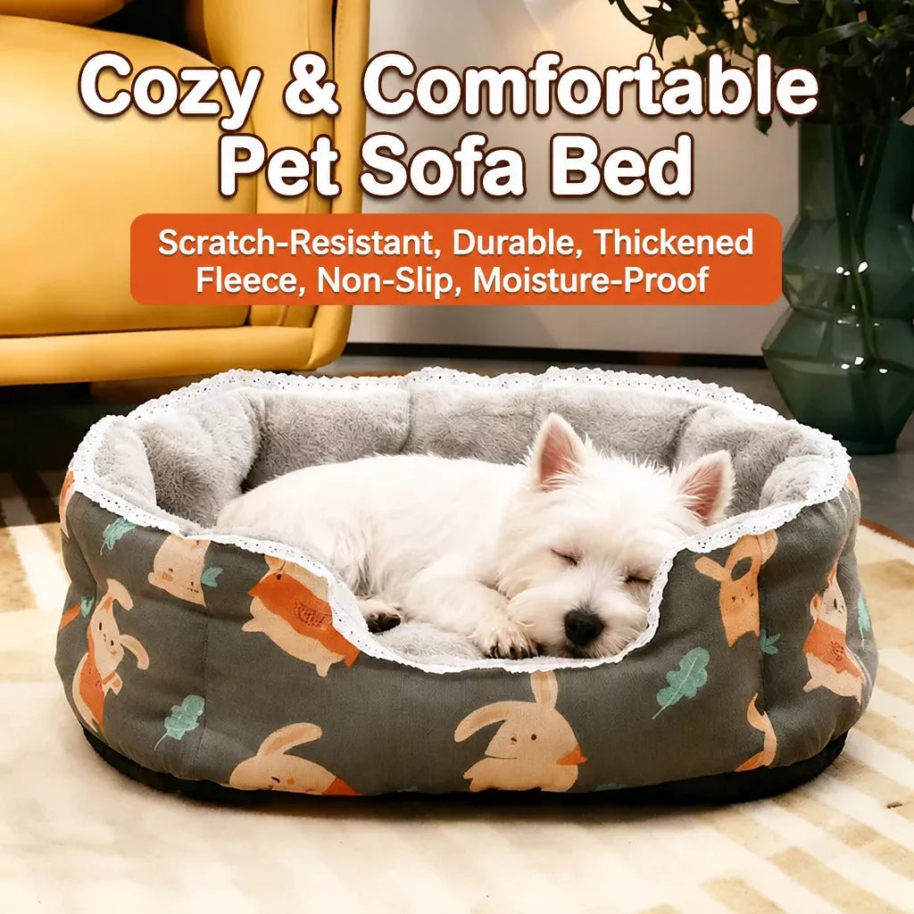 Printed Plush Bolster Pet Bed — design and construction details