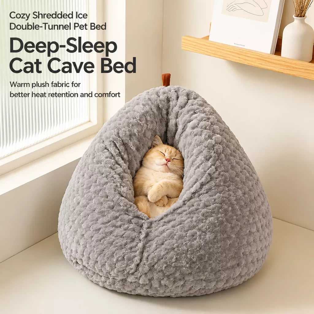 Textured Plush Cat Cave Bed — design and construction details