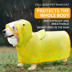 Hooded Dog Rain Poncho with Clear Brim and Belly Cover - product view