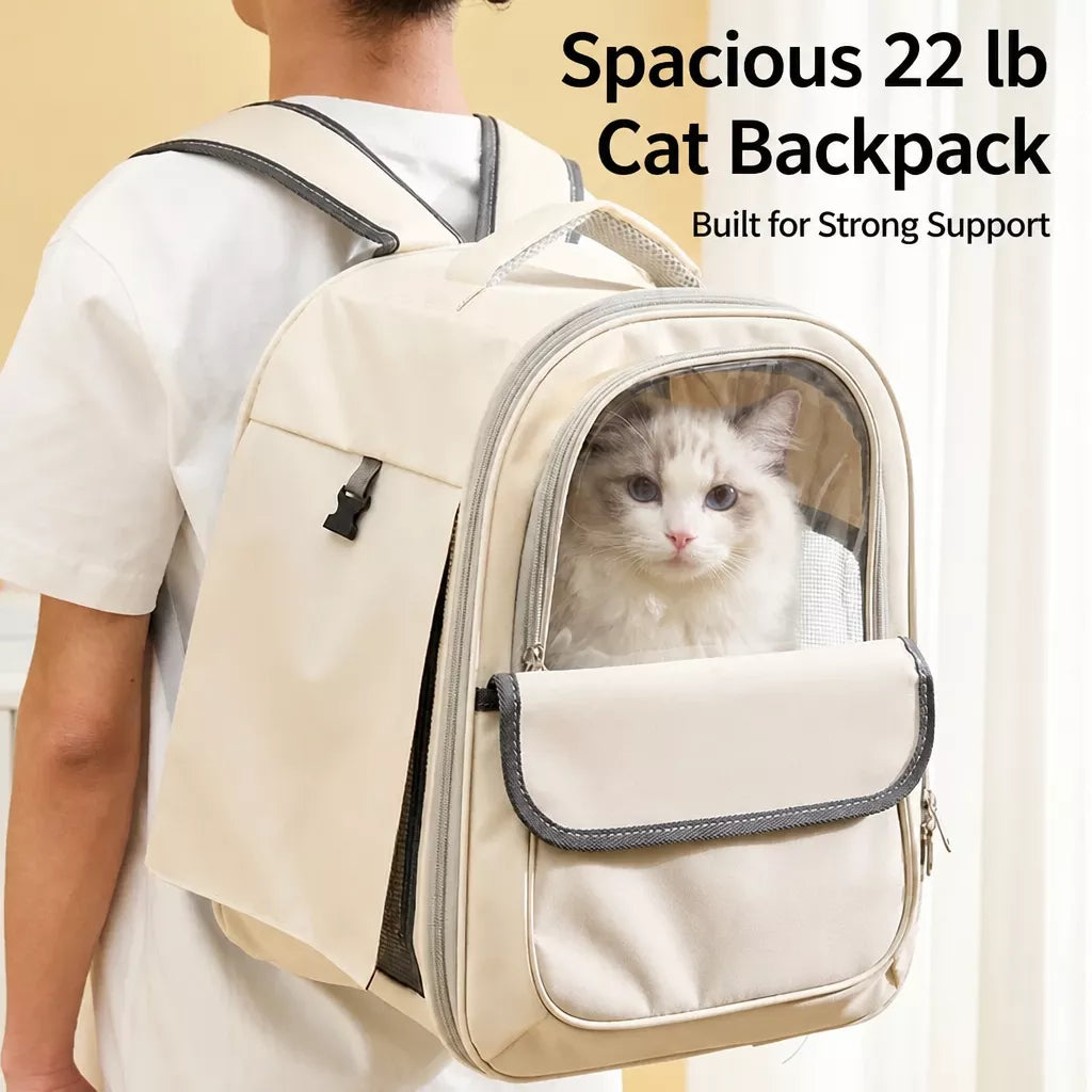 Mesh Cat Carrier Backpack with Carry Handle and Fold-Flat Design p-02157 Secondary image