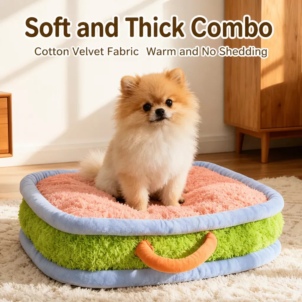 Color-Block Plush Pet Mat — design and construction details
