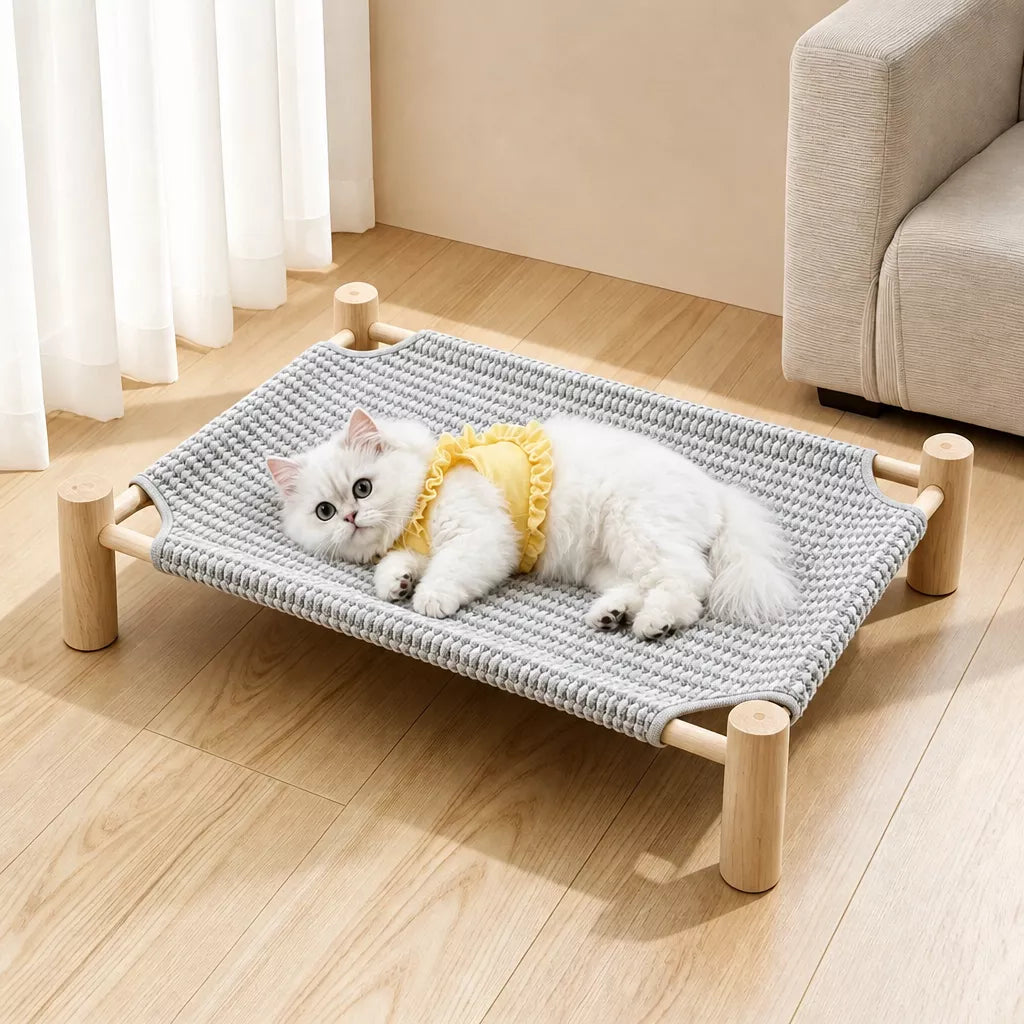 Rattan-Woven Cat Bed with Scratching Surface Secondary image
