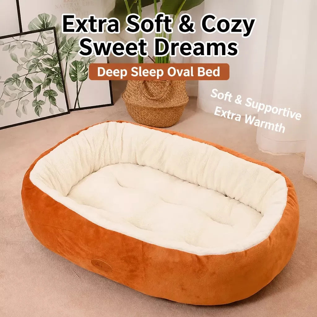 Oval Plush Bolster Pet Bed — design and construction details