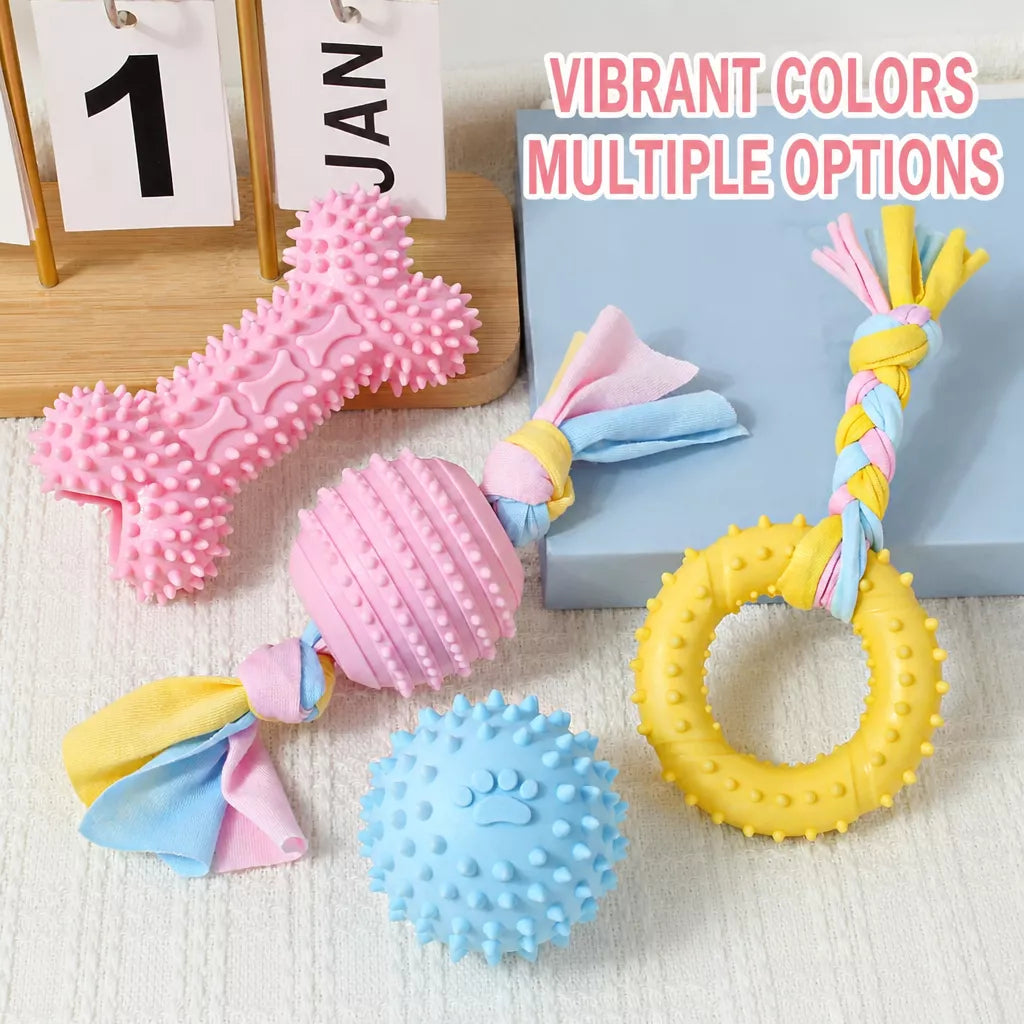 Silicone Dog Chew Toy – Ball, Bone & Rope Shapes