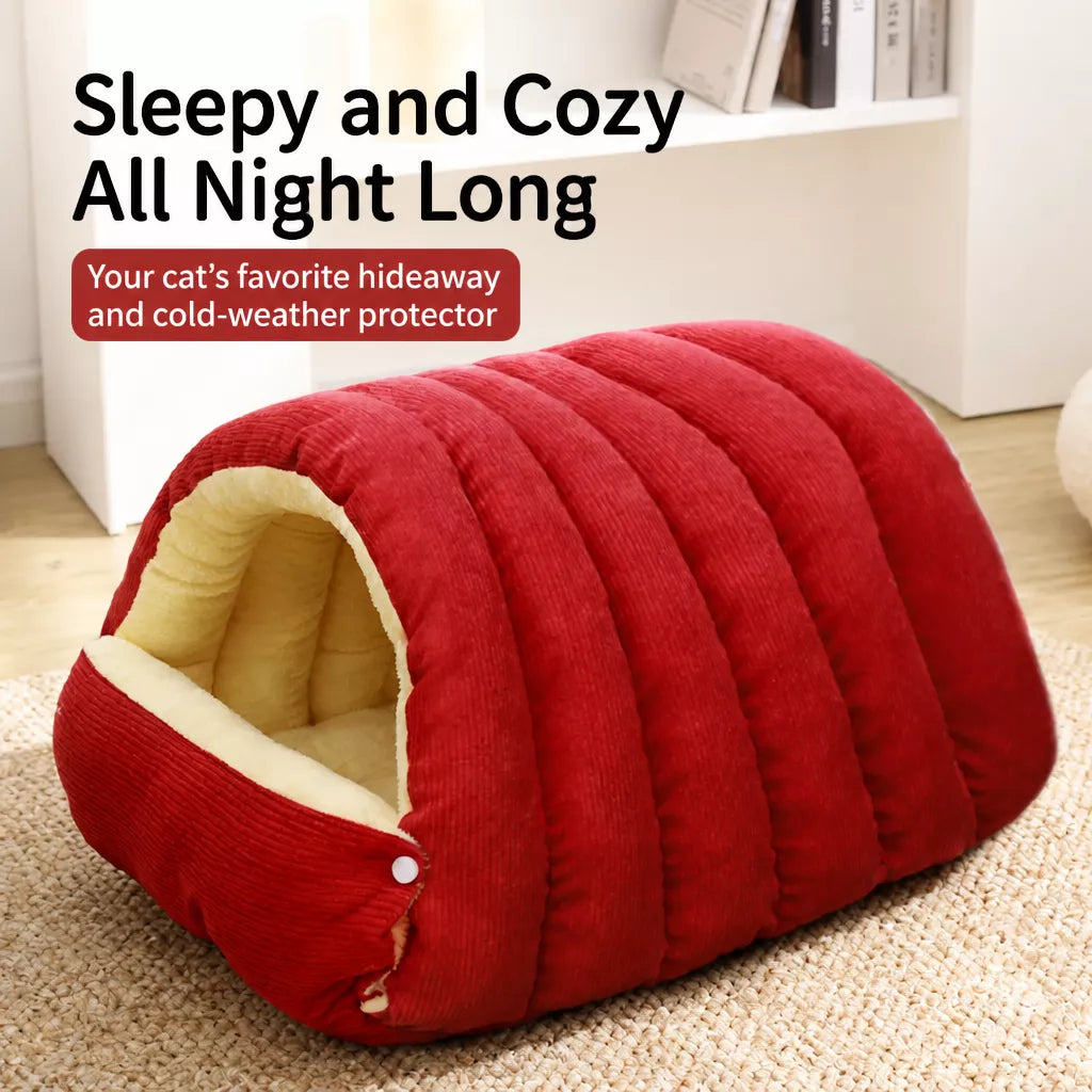 Semi-Enclosed Foam Pet Bed for Cats and Small Dogs