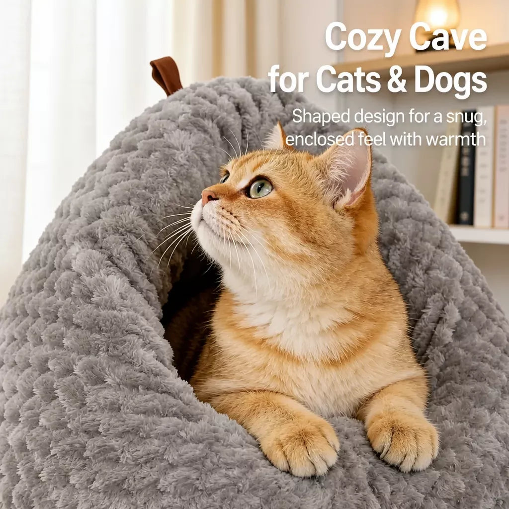 Textured Plush Cat Cave Bed — design and construction details