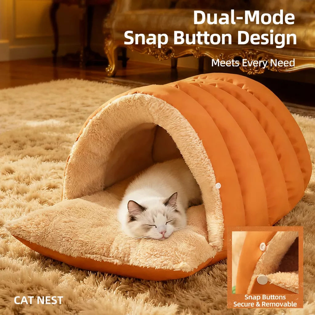 Convertible Plush Pet Cave Bed — design and construction details