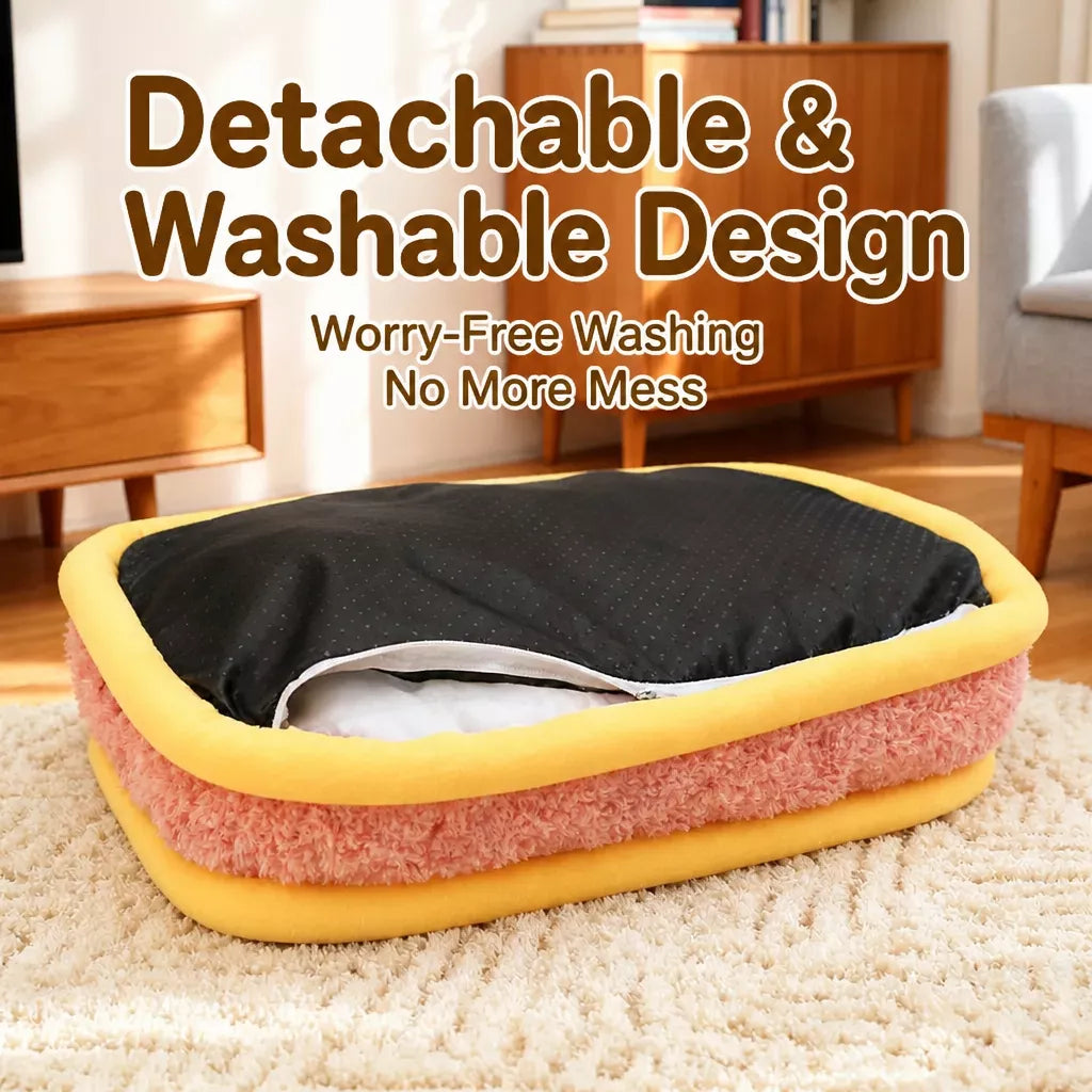 Color-Block Plush Pet Mat — design and construction details