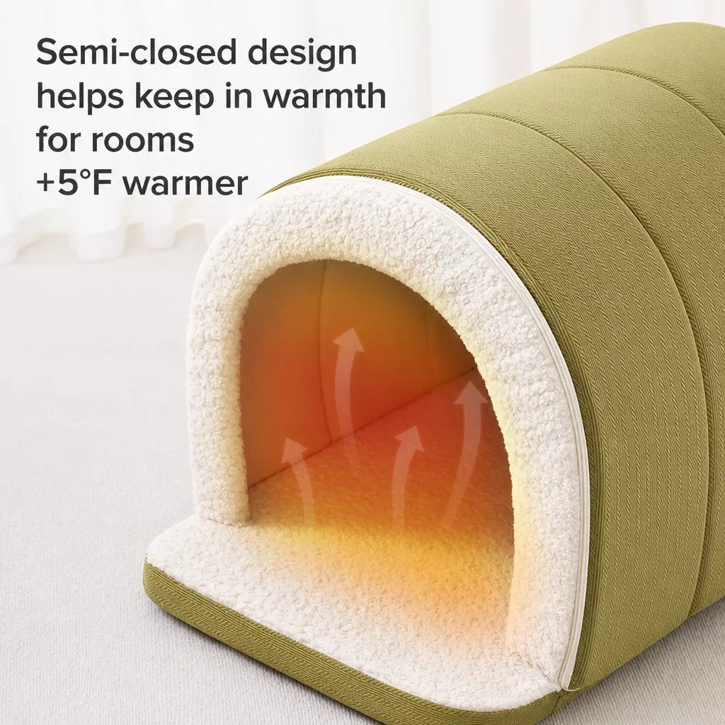 Covered pet bed with insulated-look lining illustration