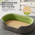 Woven summer surface and padded sides of the grass-green pet bed