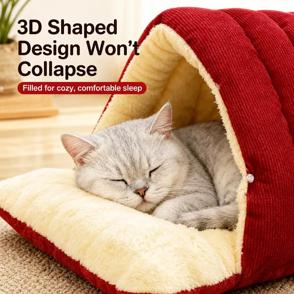 Semi-Enclosed Foam Pet Bed for Cats and Small Dogs