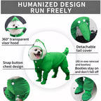 Rain suit clear hood, chest snaps and detachable tail cover