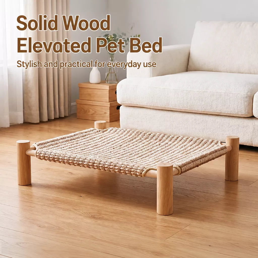 Rattan-Woven Cat Bed with Scratching Surface
