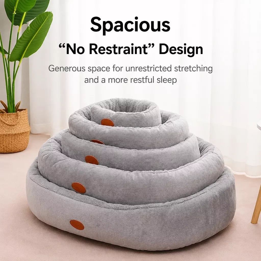 Oval Plush Bolster Pet Bed — design and construction details