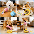 Silicone Dog Chew Toy – Ball, Bone & Rope Shapes