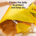 Belly coverage and fastening on the yellow dog rain poncho
