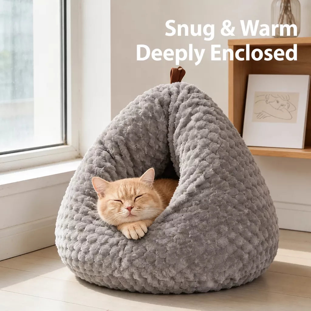 Textured Plush Cat Cave Bed — design and construction details